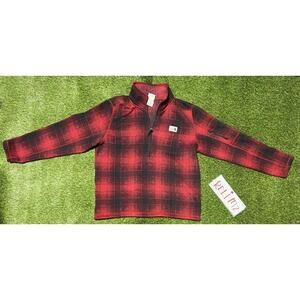The North Face Jacket Mens Small Red Plaid Gordon Lyons 1/4 Zip Fleece Flannel